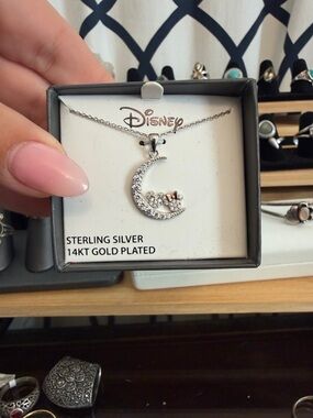 Disney SS CZ 14K Gold Plate Necklace